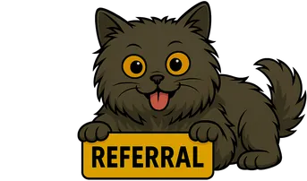 Charlie the Cat - right side - referral program page